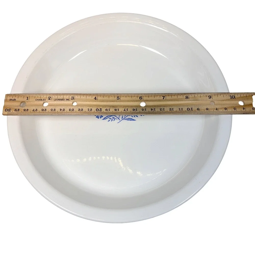 Corning Ware Pie Plate 9 Inch‎ White Good Blue Cornflower P-309 Vintage USA